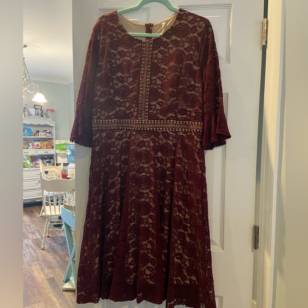 Burgundy Lacey never worn dress.